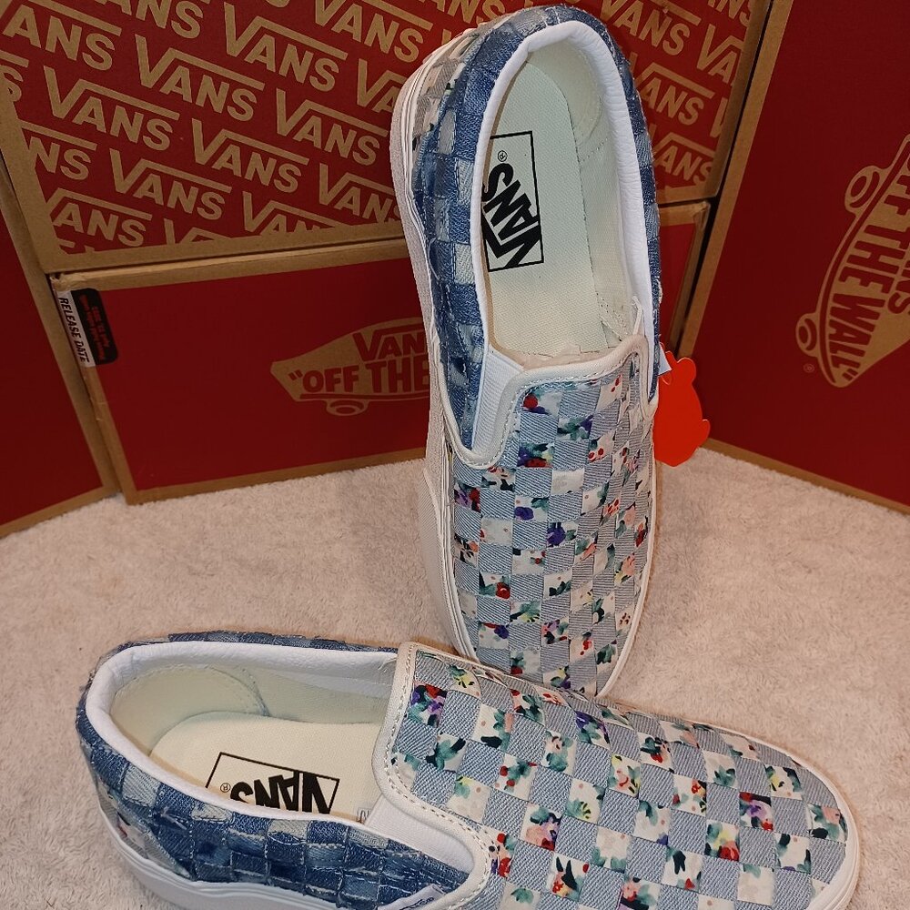 Vans Men's 6.5/Women's 8 Slip On Stacked Woven Floral Platform Shoes VN0A7Q5BB12 - Picture 12 of 12